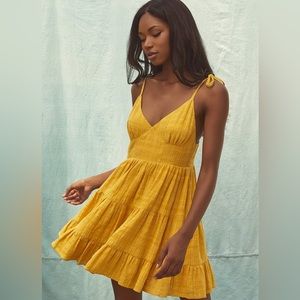 Lulu’s Mustard Yellow Tie-Strap Dress